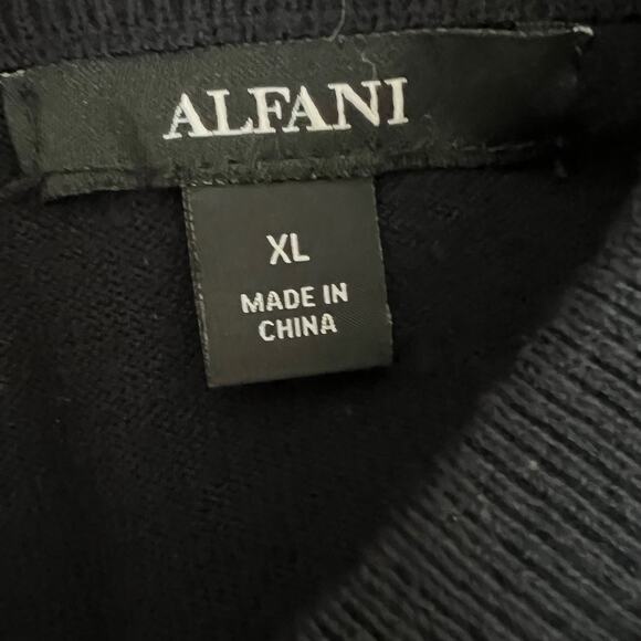 Alfani Womens Faux Fur Cuff Sweater Size XL Black Blue Mock Neck Long Sleeve - Picture 5 of 7